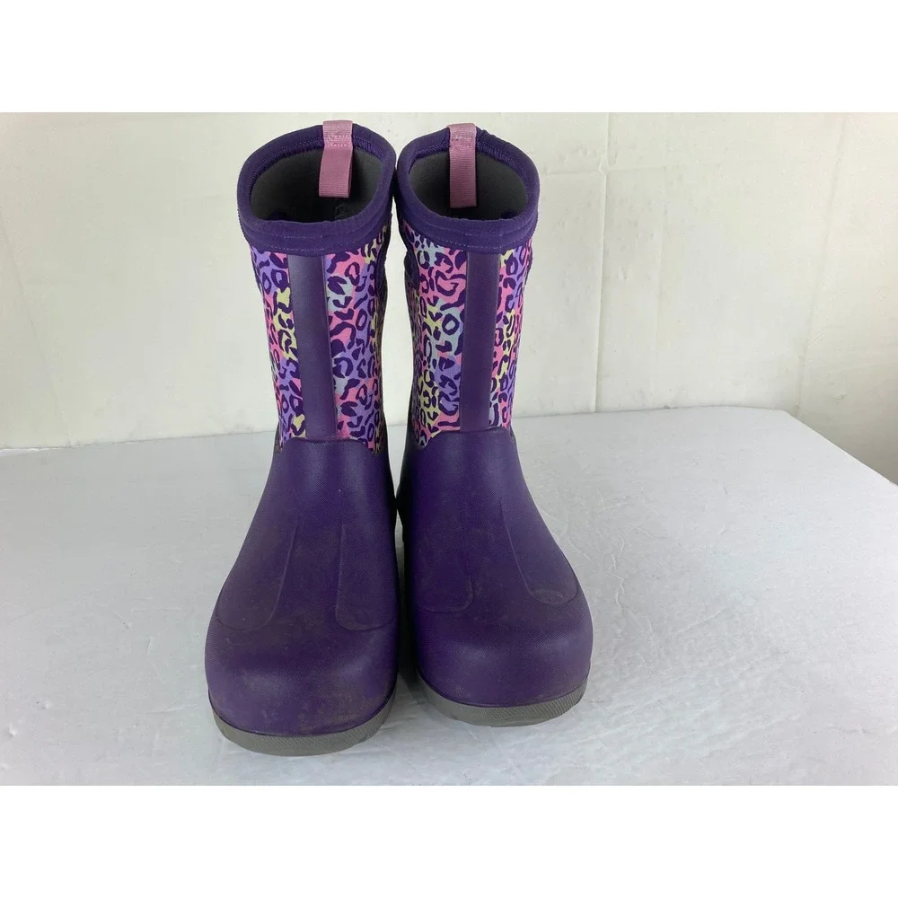 Bogs Classic Neo-Leopard Boots Girls Sz 3 Purple Waterproof‎ Insulated Snow Rain